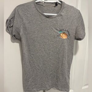 Topshop Gray Tee with Peach Embroidery